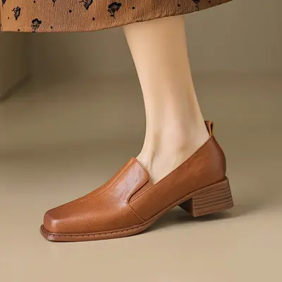 CHIKO Cassandra Square Toe Block Heels Loafers Shoes