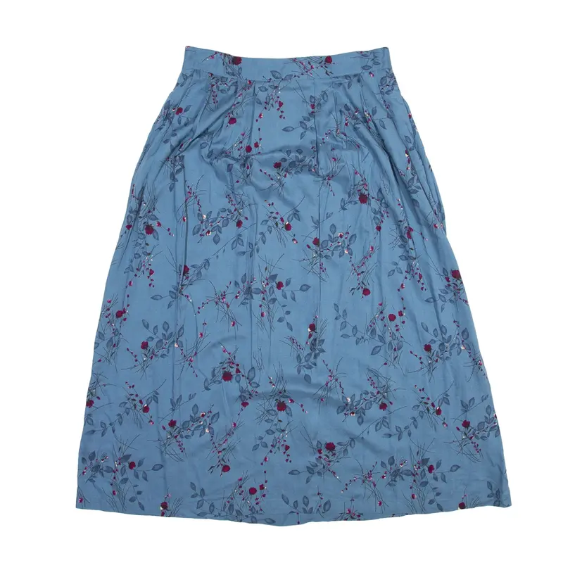 RADCLIFFE Midi Flare Skirt Blue Floral Womens M