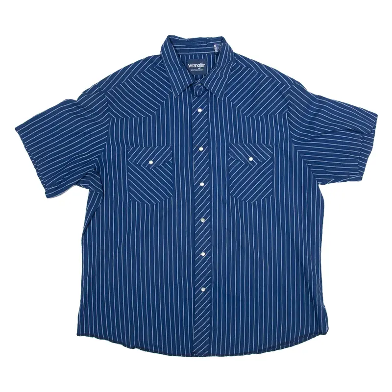 WRANGLER Mens Shirt Blue Striped XL