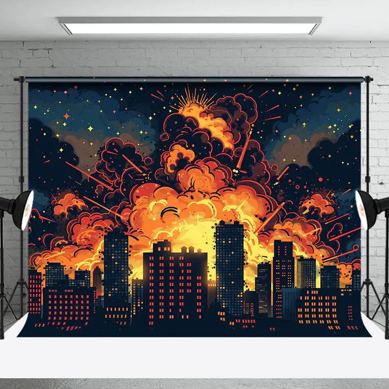 City Night Spark Explosion End Of The World Backdrop