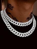 Rhinestone Decorated Cuban Chunky Chain Necklace for Men, Men's Accessories, Statement Necklace, Men Accessories, Punk Layere...