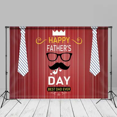 Necktie Glasses Rad Stripe Happy Fathers Day Backdrop - Aperturee