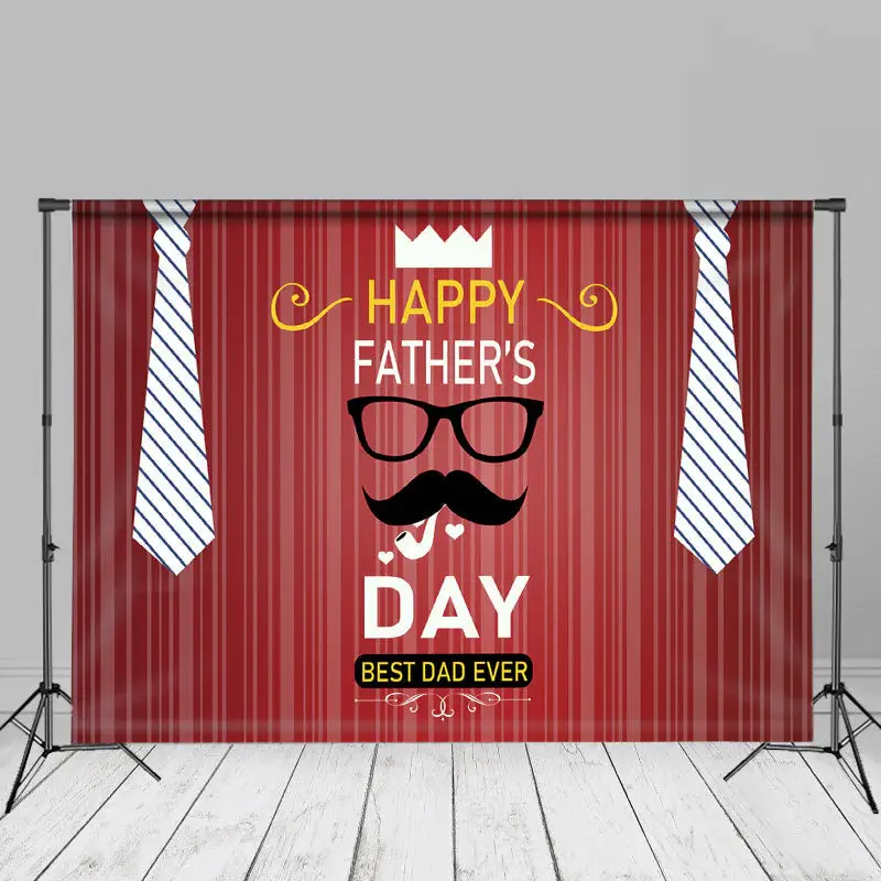 Necktie Glasses Rad Stripe Happy Fathers Day Backdrop - Aperturee