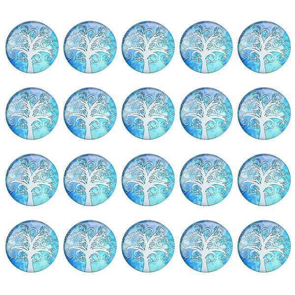 Half Round/Dome Tree Pattern Glass Flatback Cabochons for DIY Projects