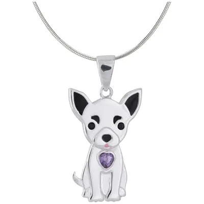 Sterling & Crystal Pup Necklace - Labrador Retriever - with Snake Chain