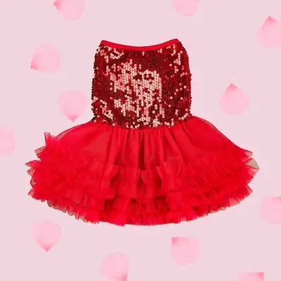 Glitter Pet Dress, Red & White Pet Dress, Glitter Pet Dress, Fashion Pet Dress, Dog Clothes