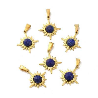 Natural Lapis Lazuli Faceted Sun Pendants