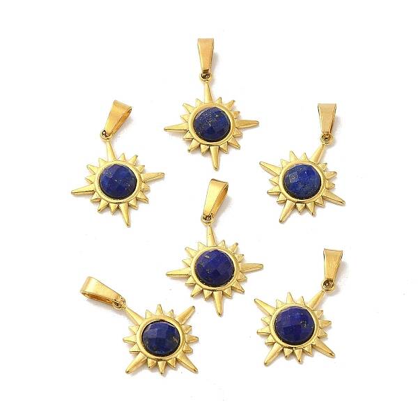 Natural Lapis Lazuli Faceted Sun Pendants