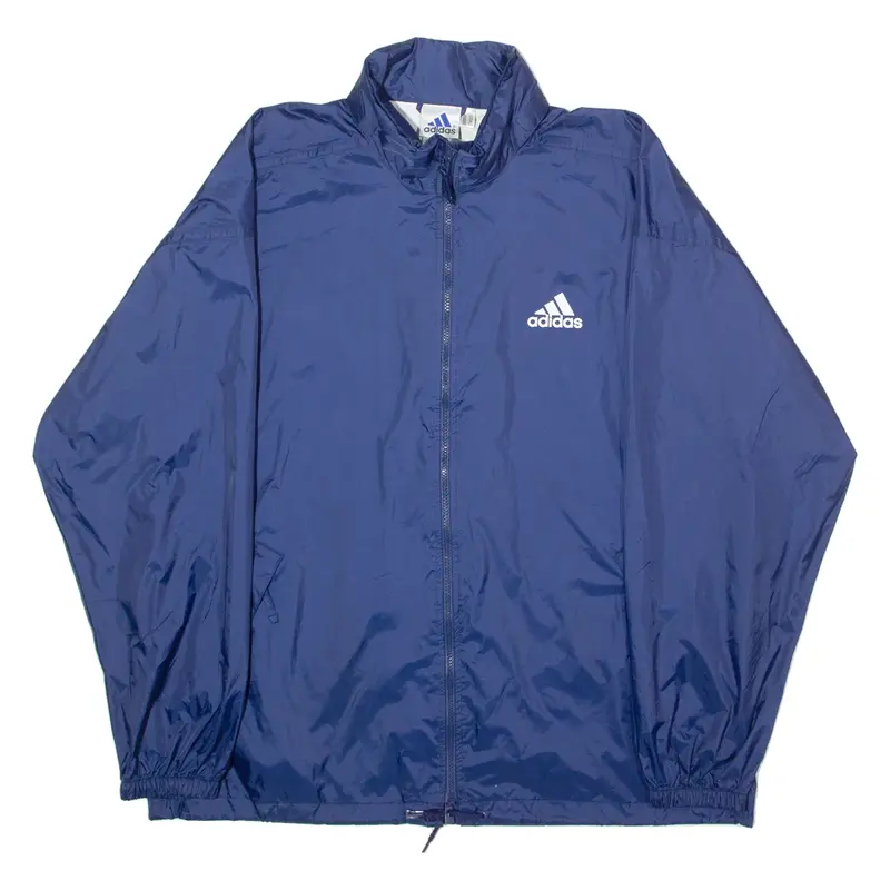 ADIDAS Mens Rain Coat Blue Nylon Hooded L
