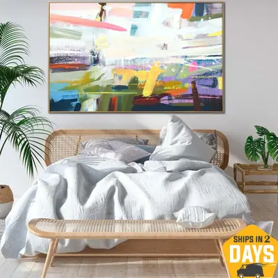 Extra Large Original Colorful Paintings On Canvas Abstract Textured Painting Mixed Media Expressionist Art | DEPTH OF NATURE ...