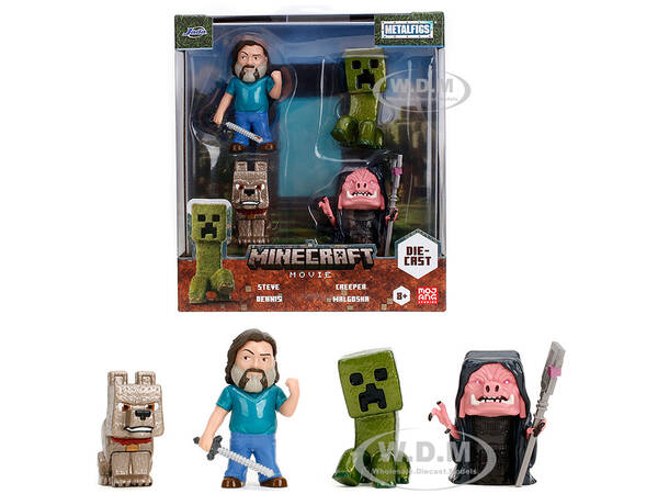 Set of 4 Diecast Figures A Minecraft Movie (2025) Movie Metalfigs Series Diecast Models by Jada