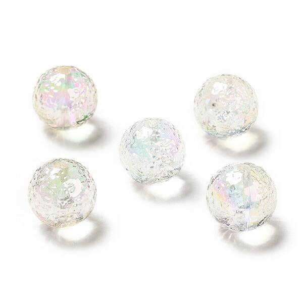 Textured UV Plating Rainbow Iridescent Acrylic Beads