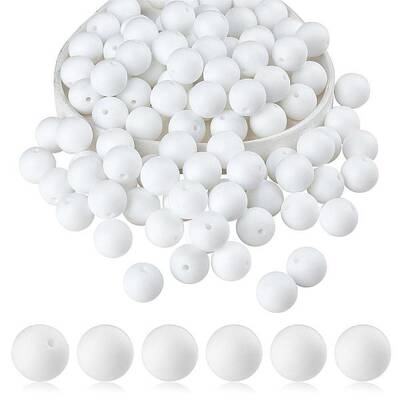 100Pcs Silicone Beads Round Rubber Bead 15MM Loose Spacer Beads for DIY Supplies Jewelry Keychain Making