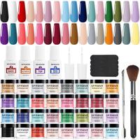 32 Color Dip Nail Powder Starter Kit 36 Bottle Blue Cheese Yellow Nail Dip Powder Kit with Base Top Coat Activator Dip Powder...