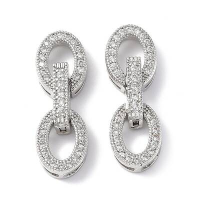 Rack Plating Brass Micro Pave Clear Cubic Zirconia Fold Over Clasps