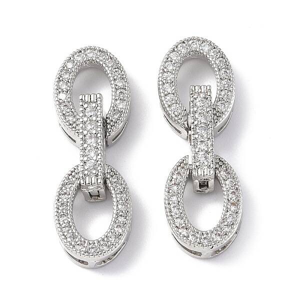 Rack Plating Brass Micro Pave Clear Cubic Zirconia Fold Over Clasps