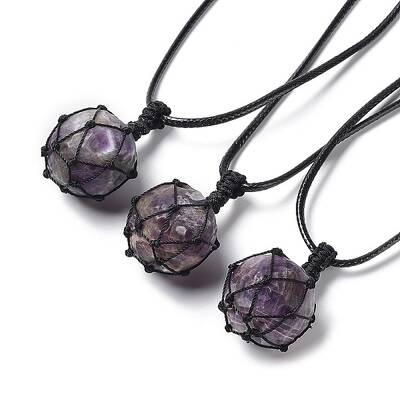Natural Amethyst Round Pendant Necklace