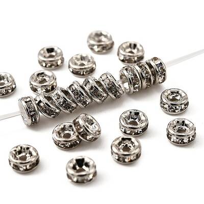 Rack Plating Brass Crystal Rhinestone Rondelle Space Beads