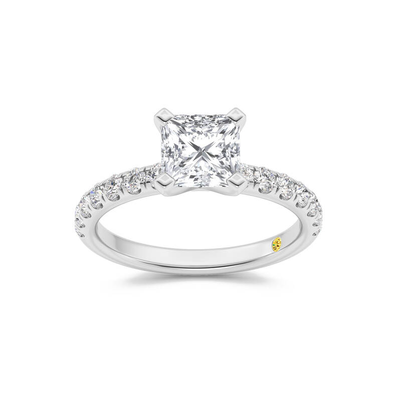 Maya Scalloped Pavé Half Coverage Princess Cut Lab Grown Diamond Engagement Ring | 10K White Gold 2 1/2 CT. TW.