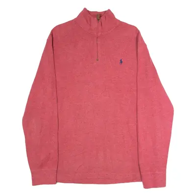 POLO RALPH LAUREN Mens Jumper Red 1/4 Zip Tight Knit L