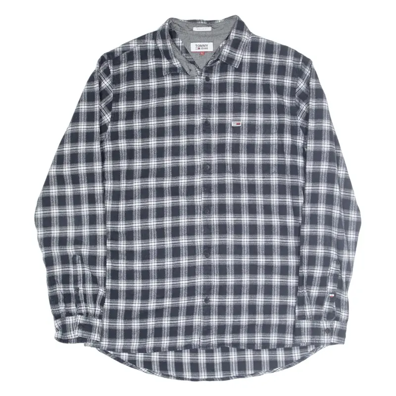 TOMMY HILFIGER Shirt Blue Check Long Sleeve Mens L