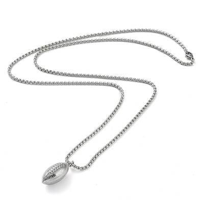 Non-Tarnish 304 Stainless Steel Rugby Pendant Necklaces