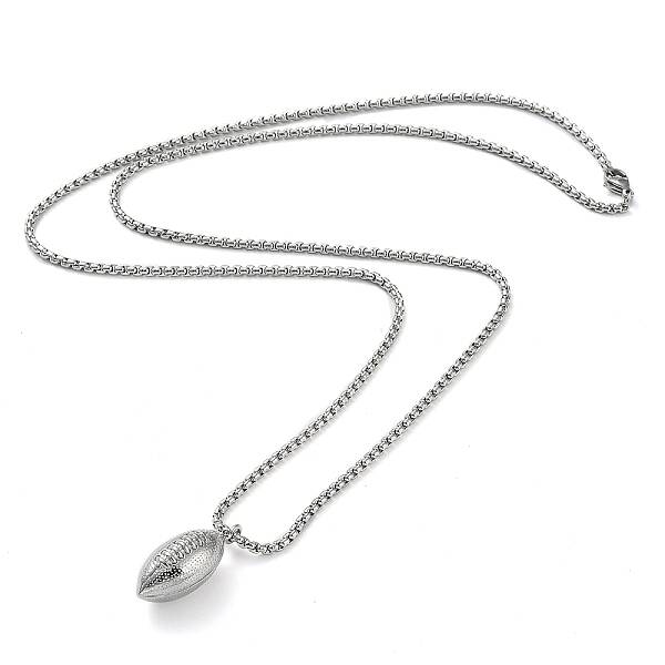 Non-Tarnish 304 Stainless Steel Rugby Pendant Necklaces