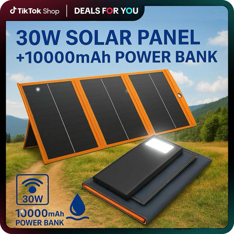 30W/10W  Solar Power Charger  Upgraded Foldable Portable Solar Panel with 5V 3A Output  Ideal for Camping, Hiking  Compa