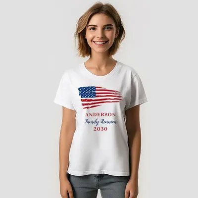 Patriotic Family Reunion Custom USA Flag T-Shirt