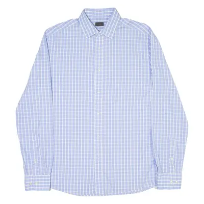 H&M Mens Shirt Blue Check Long Sleeve M