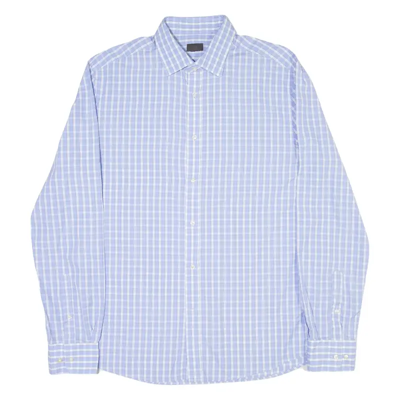 H&M Mens Shirt Blue Check Long Sleeve M
