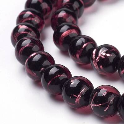 Handmade Silver Foil Lampwork Beads Strands