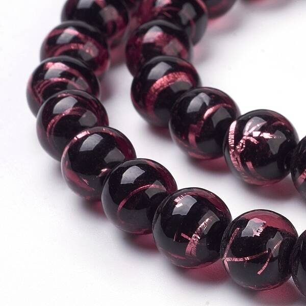 Handmade Silver Foil Lampwork Beads Strands