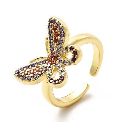 Cubic Zirconia Butterfly Open Cuff Ring