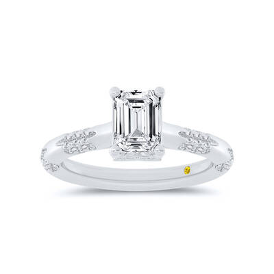 Quell Petite Hidden Halo Emerald Cut Lab Grown Diamond Engagement Ring | 10K White Gold 2 1/2 CT. TW.