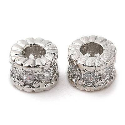 Rack Plating Brass Micro Pave Cubic Zirconia Beads