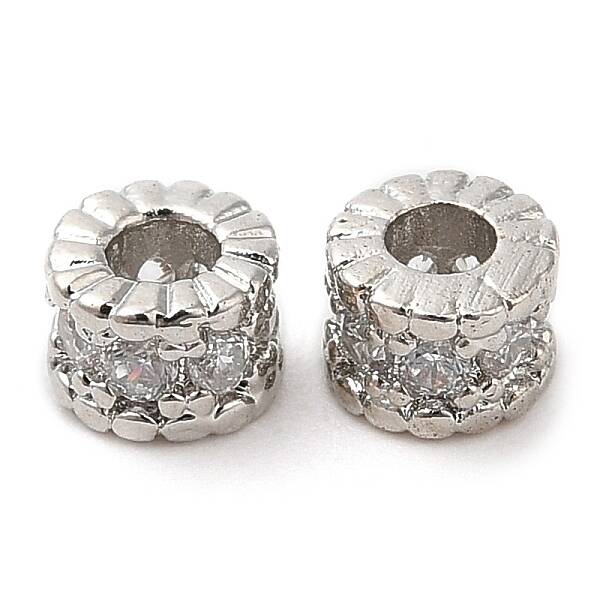 Rack Plating Brass Micro Pave Cubic Zirconia Beads