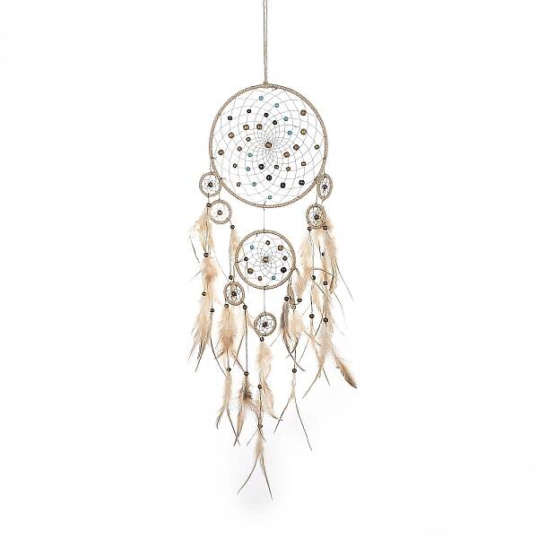 Indian Woven Web/Net with Feather Hanging Ornaments