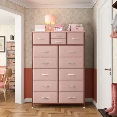 RaybeeFurniture Tall Dresser, Dresser For Bedroom With 14 Drawers, Tall Bedroom Dresser For Bedroom, Large Fabric Dresser Wit...