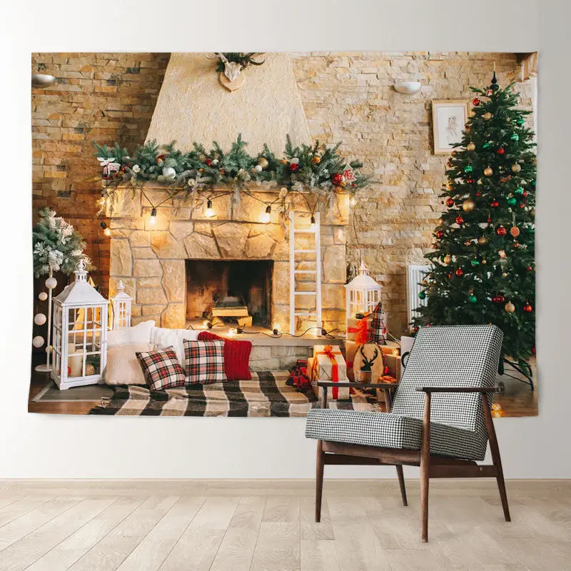 Aperturee Light Fireplace Let It Snow Christmas Backdrop