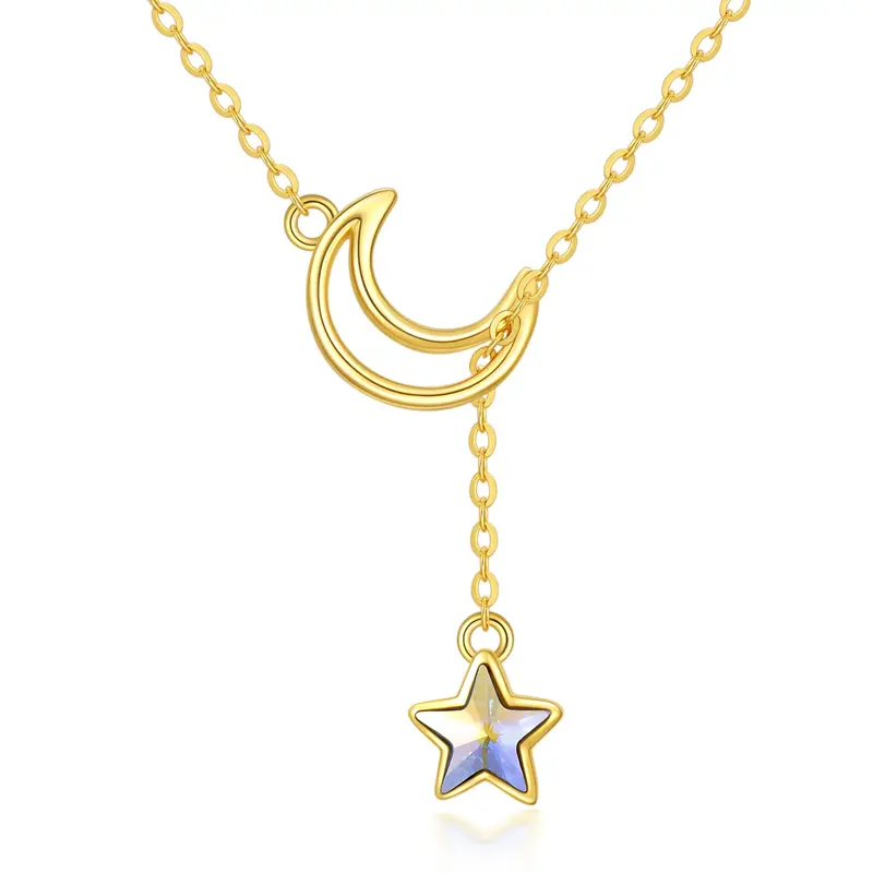 14K Gold Crystal Star Adjustable Y Necklace