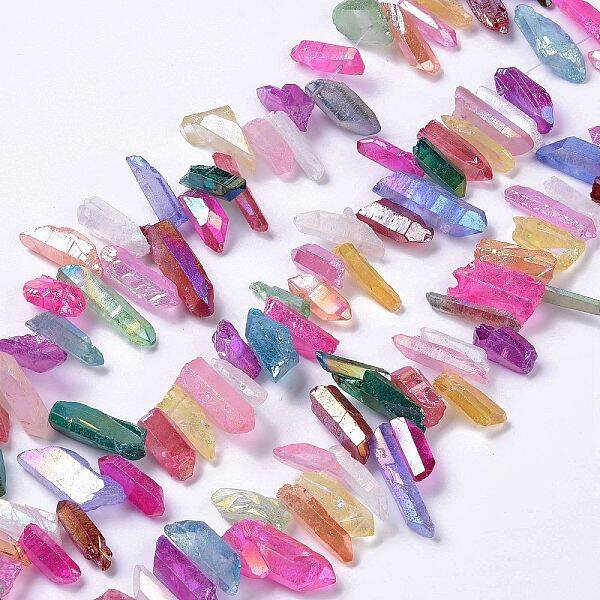 Electroplated Natural Quartz Crystal Beads Strands