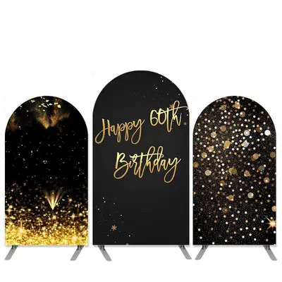 Aperturee Gold Bokeh Glitter Black Happy 60Th Birthday Arch Backdrop Kit | Chiara Arch Backdrop Diy | Wedding Arch Backdrop |...