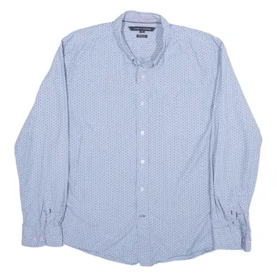 TOMMY HILFIGER Shirt Blue Polka Dot Long Sleeve Mens XL