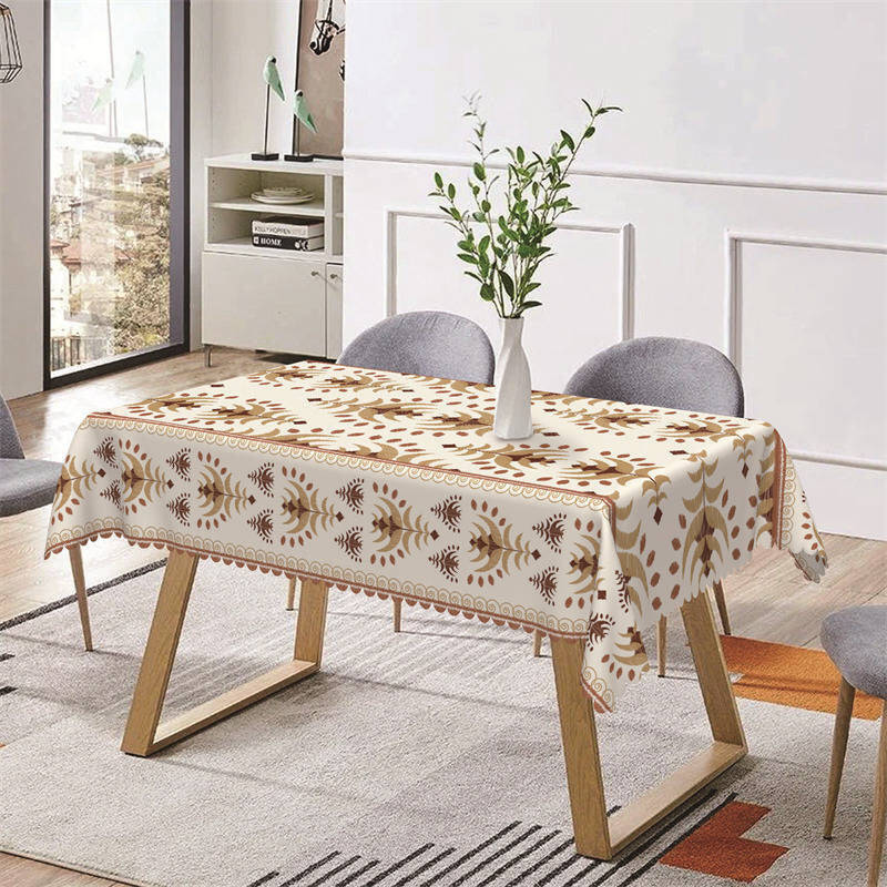 Brown Design Pattern Repeat Rectangle Tablecloth - Aperturee