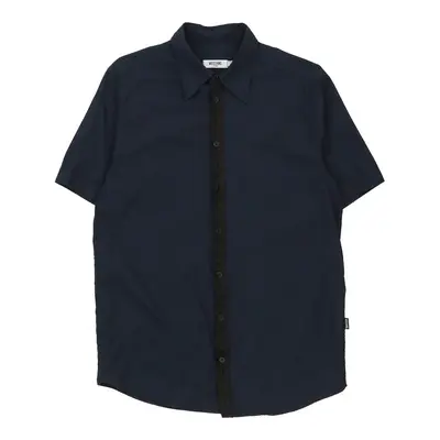 Moschino Short Sleeve Shirt - Medium Navy Cotton | Size: medium