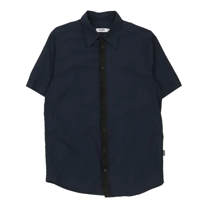 Moschino Short Sleeve Shirt - Medium Navy Cotton | Size: medium