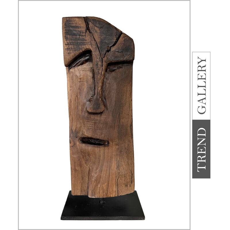 Original Wood Figurine Abstract Vertical Table Decor Creative Modern Sculpture Wood Desktop Art | PORTRAIT OF THE ARTIST 13.4...