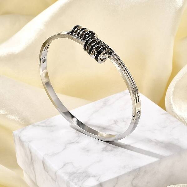304 Stainless Steel Hinged Enamel Bangles for Women