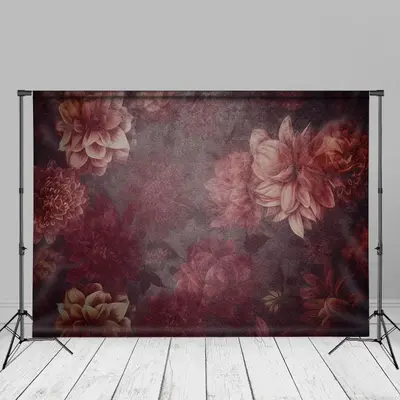 Floral Wine Red Fine Art Maternity Photo Backdrop - Aperturee
